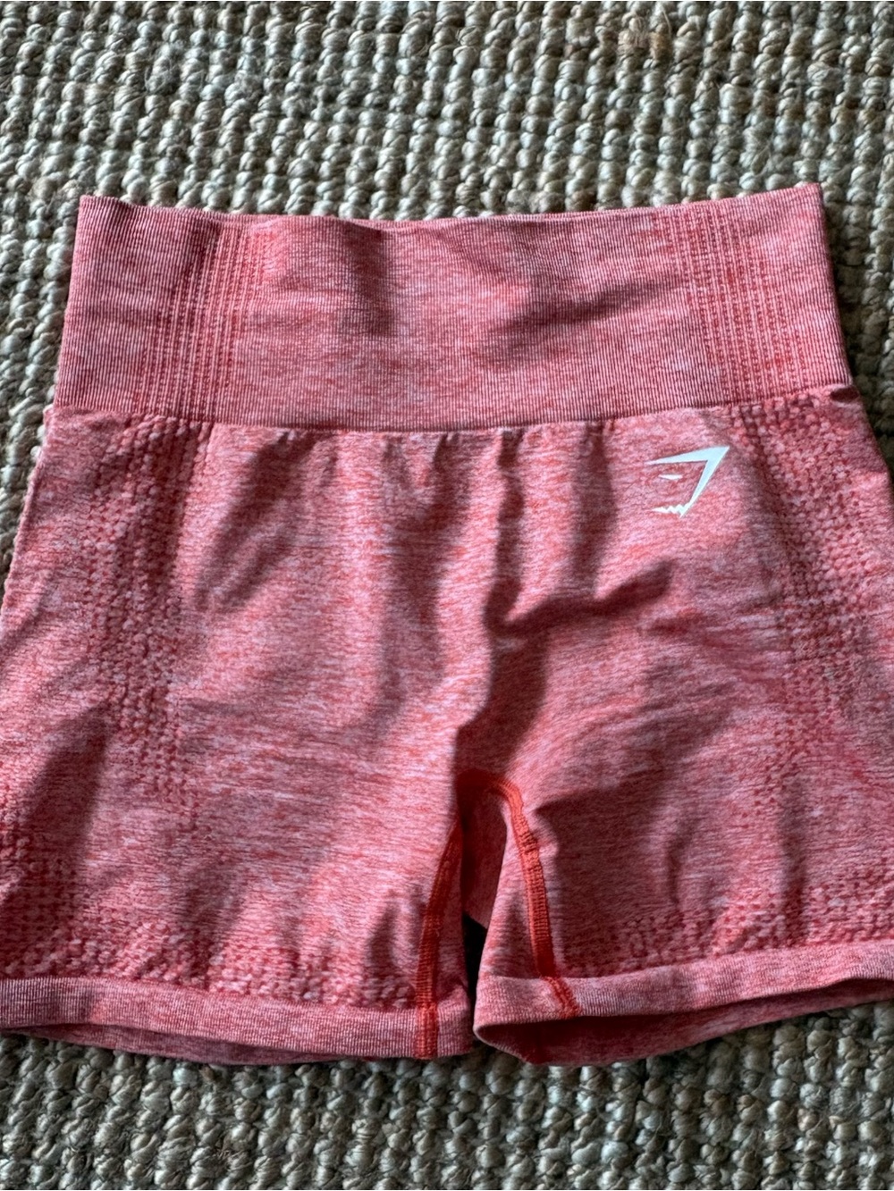 gym shark orange spandex shorts